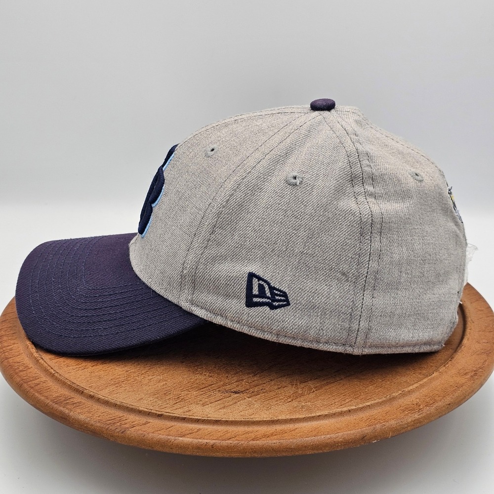 Tampa Bay Rays New Era 9FORTY Hat Heather Gray Purple Strapback MLB Baseball Cap - Picture 2 of 11